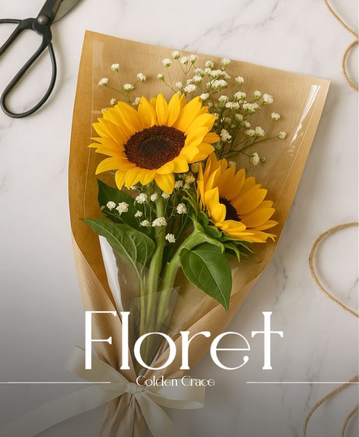 Golden Grace bouquet — A handful of sunshine, tied with cream