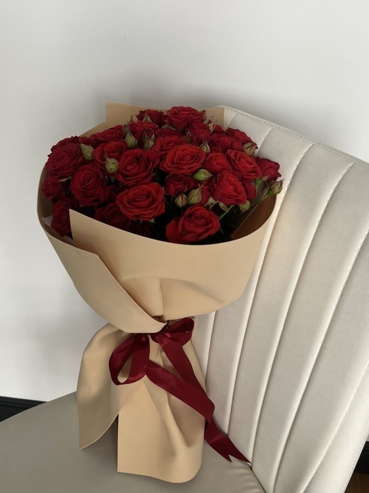 Romance Velvet bouquet — Crimson roses, hushed in champagne paper