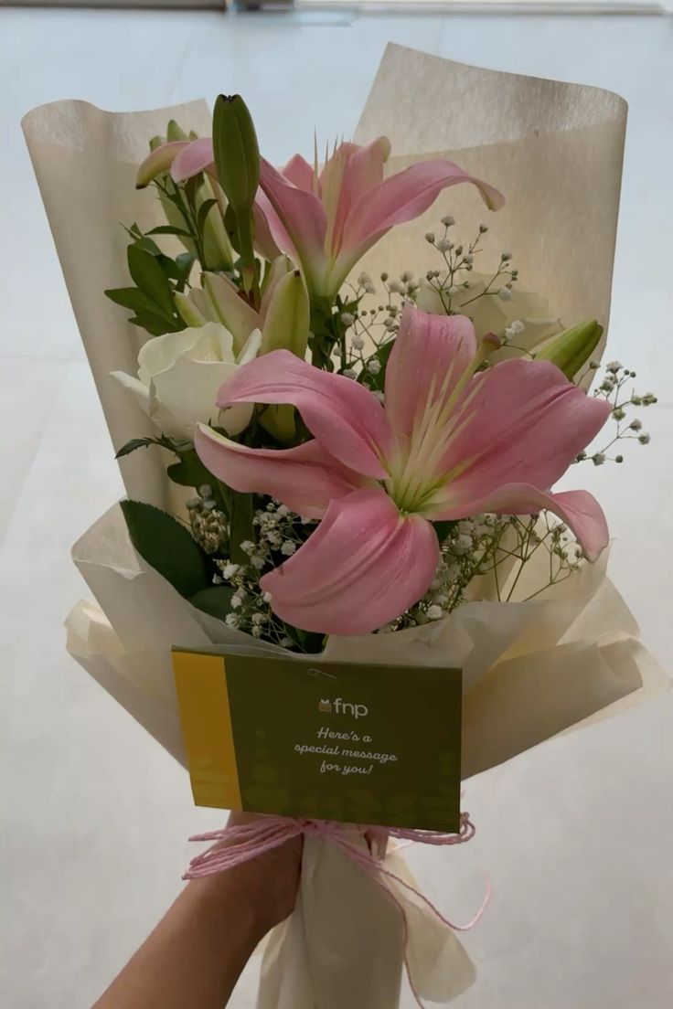 Petal's Embrace bouquet — Pink lilies, holding you close