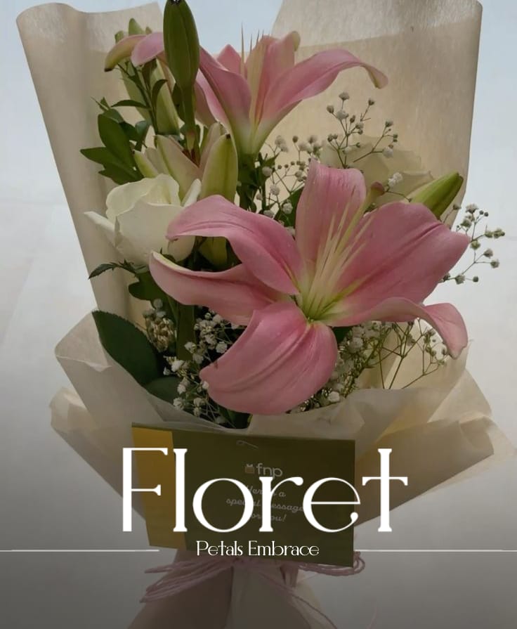 Petal's Embrace bouquet — Pink lilies, holding you close